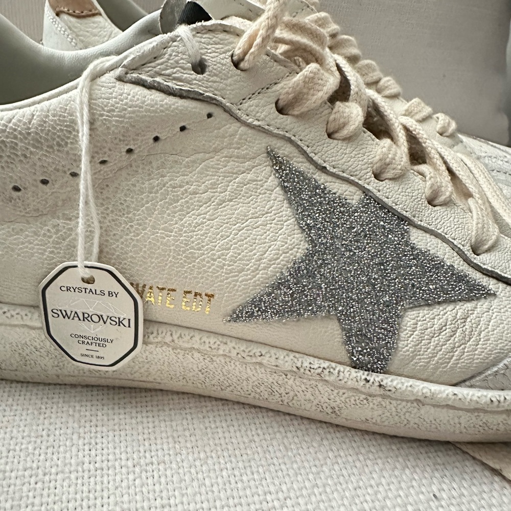Golden Goose Women’s Ball star Swarovski crystal and Silver Star Sneakers 38 - Picture 4 of 9